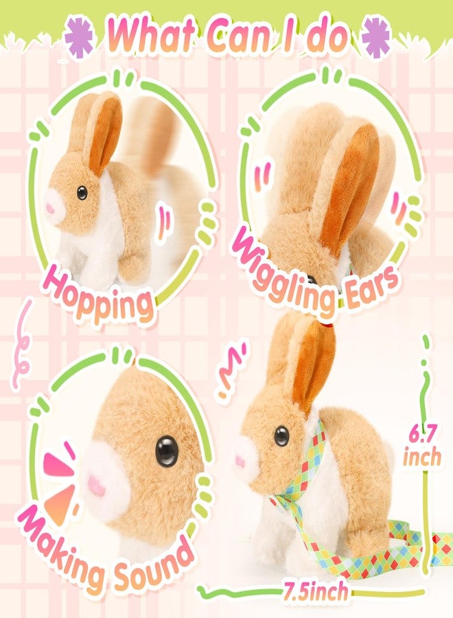 Tagitary Plush Easter Bunny Toys for Kids,Hopping Interactive Rabbit with Leash,Golden Egg,and Wind Up Toys,That Making Sounds,Wiggling Ears,Twitching Nose,Easter Basket Stuffers Gift for Toddlers - Image 5